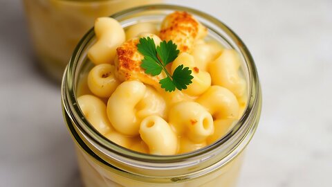 Delicious homemade mac 'n' cheese in a jar- Delux Version