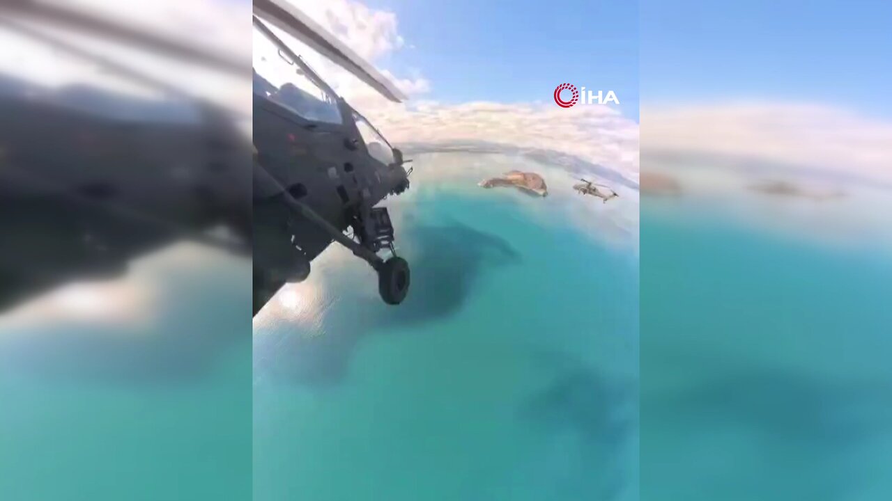 Atak helikopterin kamerasından Van Gölü ile Akdamar Adası