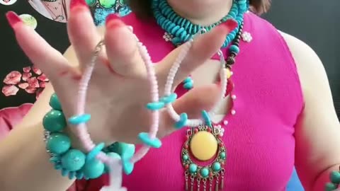20250101-08 Turquoise pink opal precious Stone Women Gift For Her Colorful Gemstone fashion design