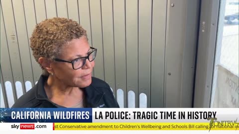 A dead stare of arrogance from LA Mayor Karen Bass as the city burns into the ground