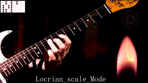 Locrian mode scale (3 notes per string)