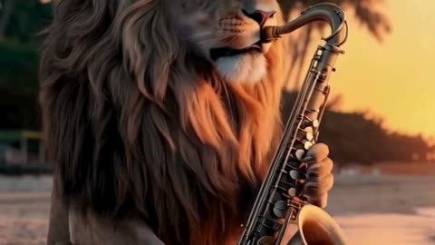 Is it a lion that plays the saxophone