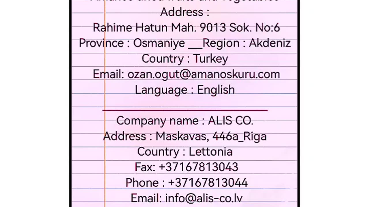 database of dried fruit importers in Turkey-Lettonia