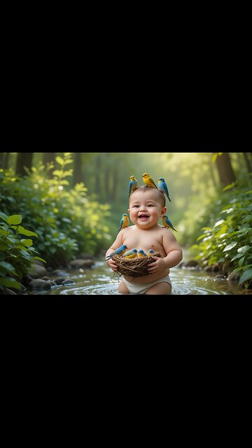 Adorable Baby and Birds: Nature’s Sweetest Moment! 🐦🌼😃
