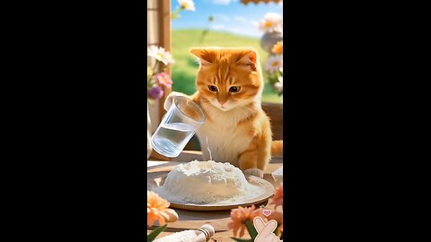 cute kitten making food for her partner💕 #cute #kitten #funny