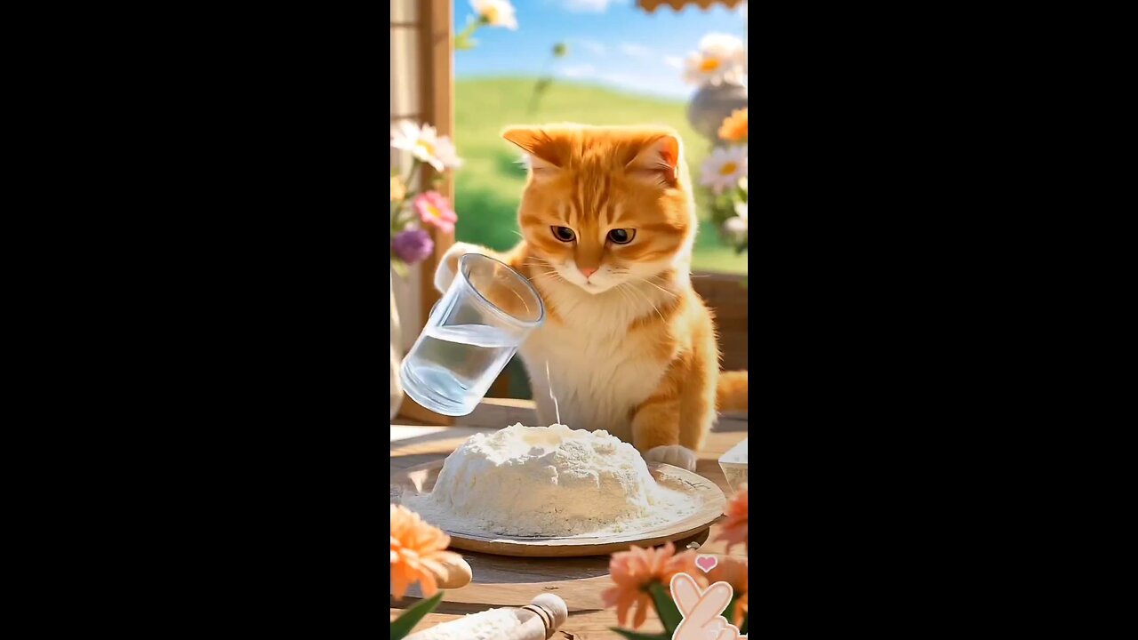 cute kitten making food for her partnerđź’• #cute #kitten #funny