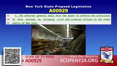 SCOPE NY 2A Alert: A00929 - Expanding the Power of the NYS Attorney General