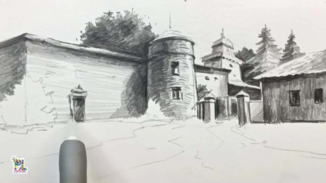 How to draw Old Beautiful Street Scenery Art