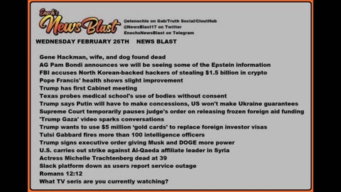 Wednesday, February 26, 2025 News Blast