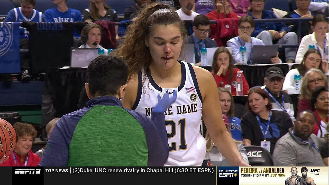 🤕 Westbeld BLOODY NOSE After Elbow | Notre Dame Irish vs Duke women's basketball, ACC Tournament