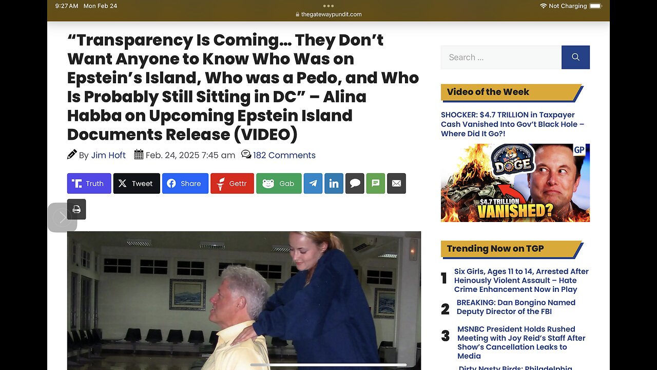 “Transparency Is Coming… They Don’t Want Anyone to Know Who Was on Epstein’s Island, Who was a Pedo
