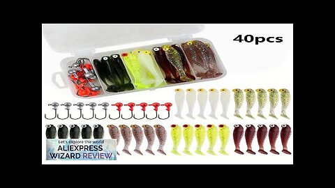 40pcs/lot Soft Lure Kit Soft Fishing Lure 5cm 3.5g Jig Head Hook Review