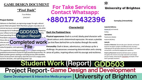 Student Work (Project) GDD503 Game Design Report Pixel Dash Development | University of Brighton