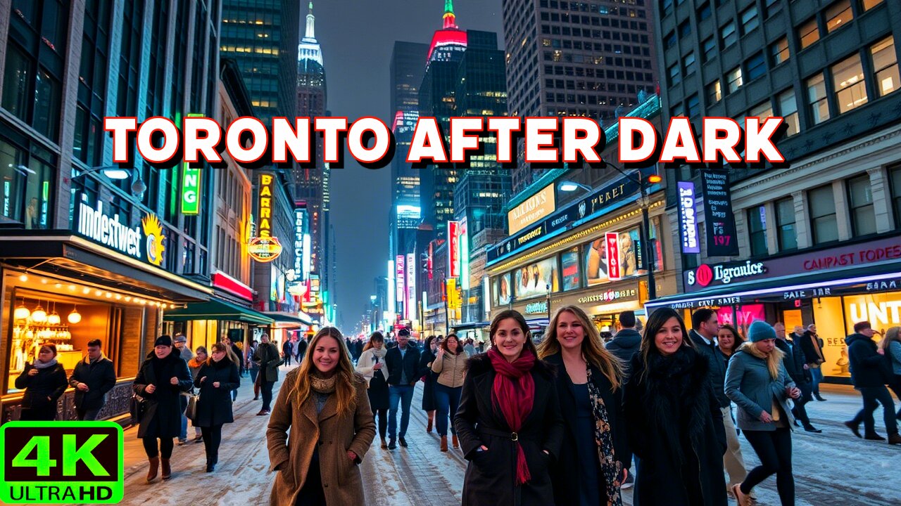 【4K】Toronto Saturday Night Downtown Nightlife freezing cold 🥶 Canada 🇨🇦