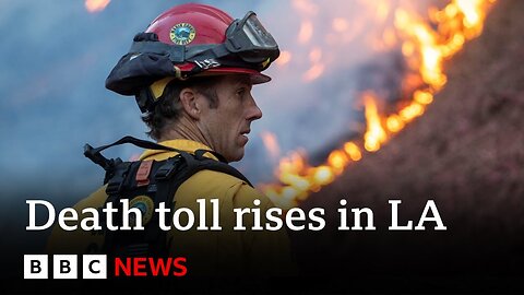 LA faces 'extreme fire danger' as high winds forecast | BBC News