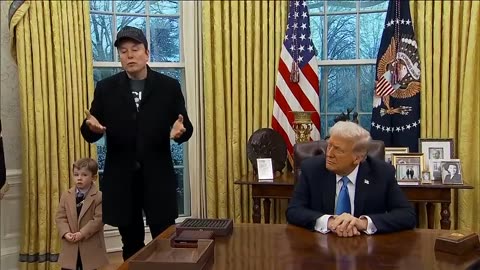 Elon Musk joins President Donald Trump as he signs executive orders in the Oval Office!