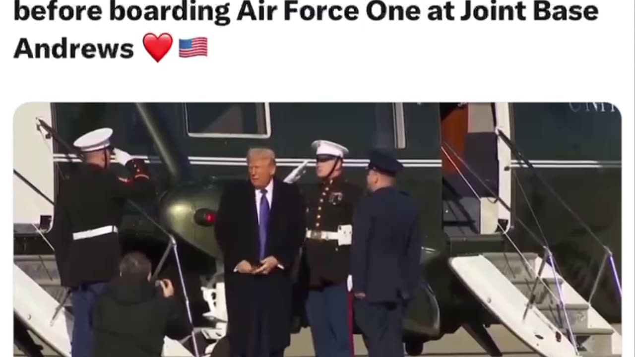 President Trump stops to thank Marines