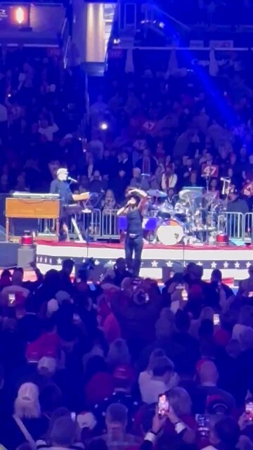 Kid sings "Let's Go! Brandon" at Trump event tonight