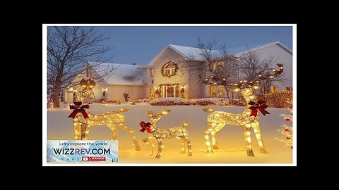 3-Piece Large Lighted Christmas Deer Family Set Pre-lit for Indoor Outdoor Front Review