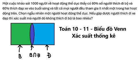 Toán 11: Một cuộc khảo sát 1000 người về hoạt động thể dục thấy có 80% số người thích đi bộ và