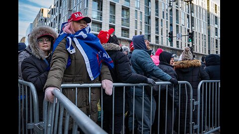 Crowd gathered outside Capital One arena ahead of the inauguration ceremony