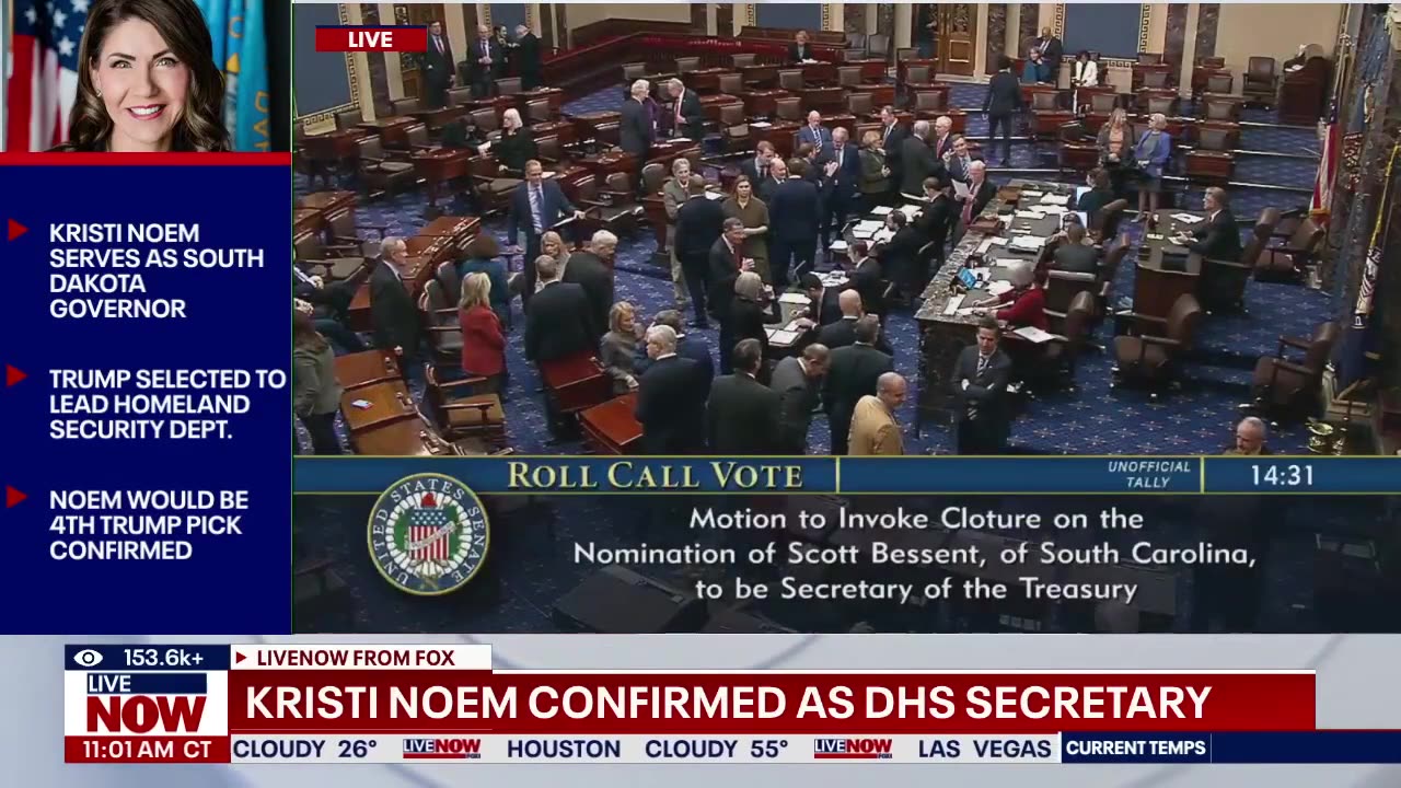 [2025-01-25] Kristi Noem confirmed as DHS Secretary | LiveNOW from FOX