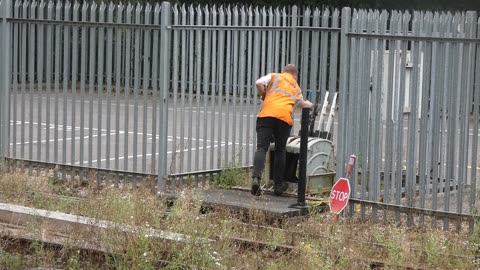 Train Railway Staff Operates Track Switches At Eridge Station 2021