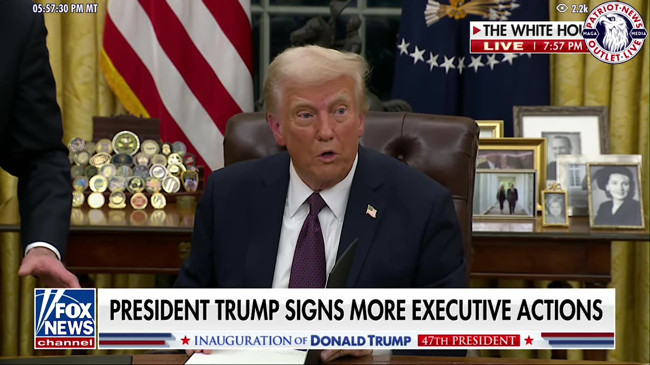 President Trump at Resolute Desk, Signs Executive Orders Live from Oval Office