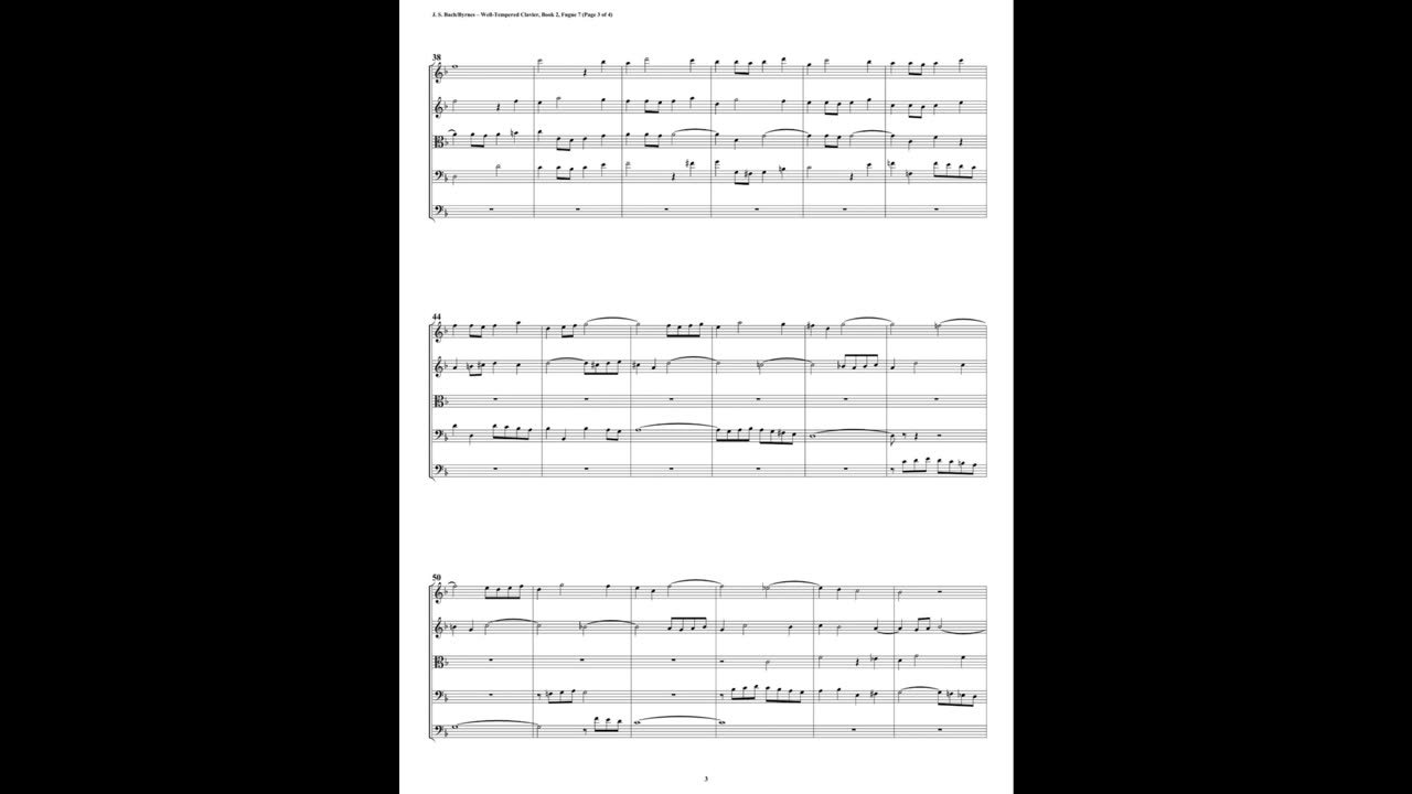J.S. Bach - Well-Tempered Clavier: Part 2 - Fugue 07 (String Quintet)