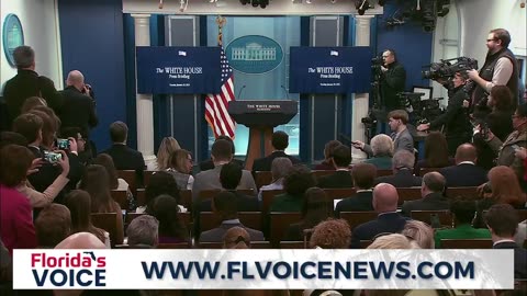 PACKED house in the WH press briefing room as Press Secretary Karoline Leavitt walks out