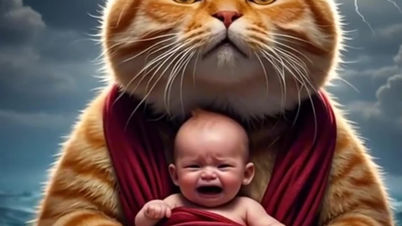 cat love with baby