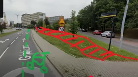 Drogi rowerowe w Katowicach - owieczka się dziwi