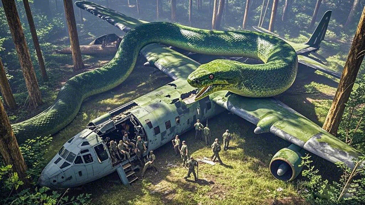 The ancient serpent hid on the roof of the crash plane, ready to attack unsuspecting humans