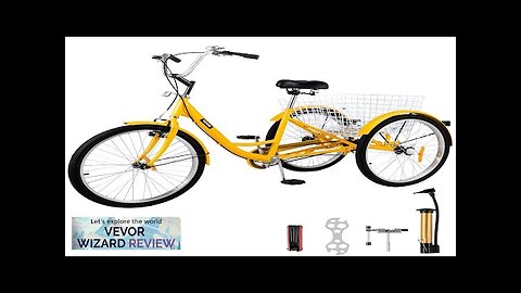 Adult Tricycle 20'' 1-Speed 3 Wheel Yellow Trike Bike Shopping W/ Lock Review