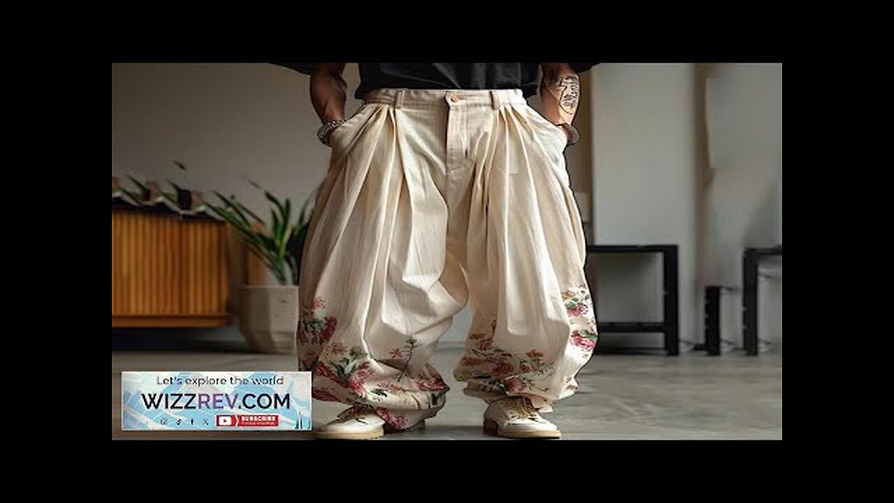 INCERUN Men Stylish Design Ankle Part Floral Print Wide Leg Pants Review