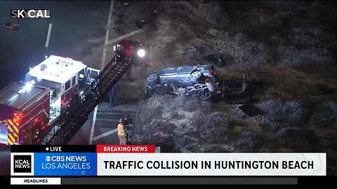 Car overturns during crash on PCH in Huntington Beach(720P_HD
