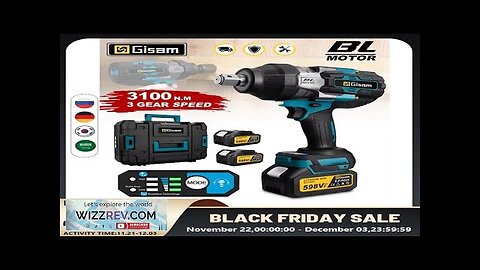 Gisam 3100N.M Torque Brushless Electric Impact Wrench 3/4 inch Cordless Electric Wrench Review