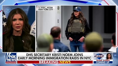 Sean Hannity (Youtube) : DHS Sec KRISTI NOEM Talks About I.C.E. Raids In New York City