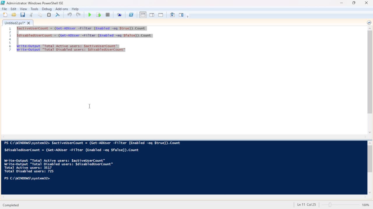 How to Count Active and Disabled Users in Active Directory Using PowerShell