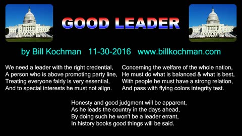 GOOD LEADER -- an original song by Bill Kochman.