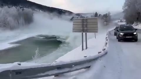 An ice dam broke in Norway - WOW