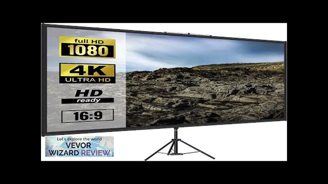 VEVOR Tripod Projector Screen with Stand 100inch 16:9 4K HD Projection Screen Review