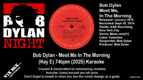 SingLikeBob - Meet Me In The Morning (Key E) 74bpm (2025) Karaoke