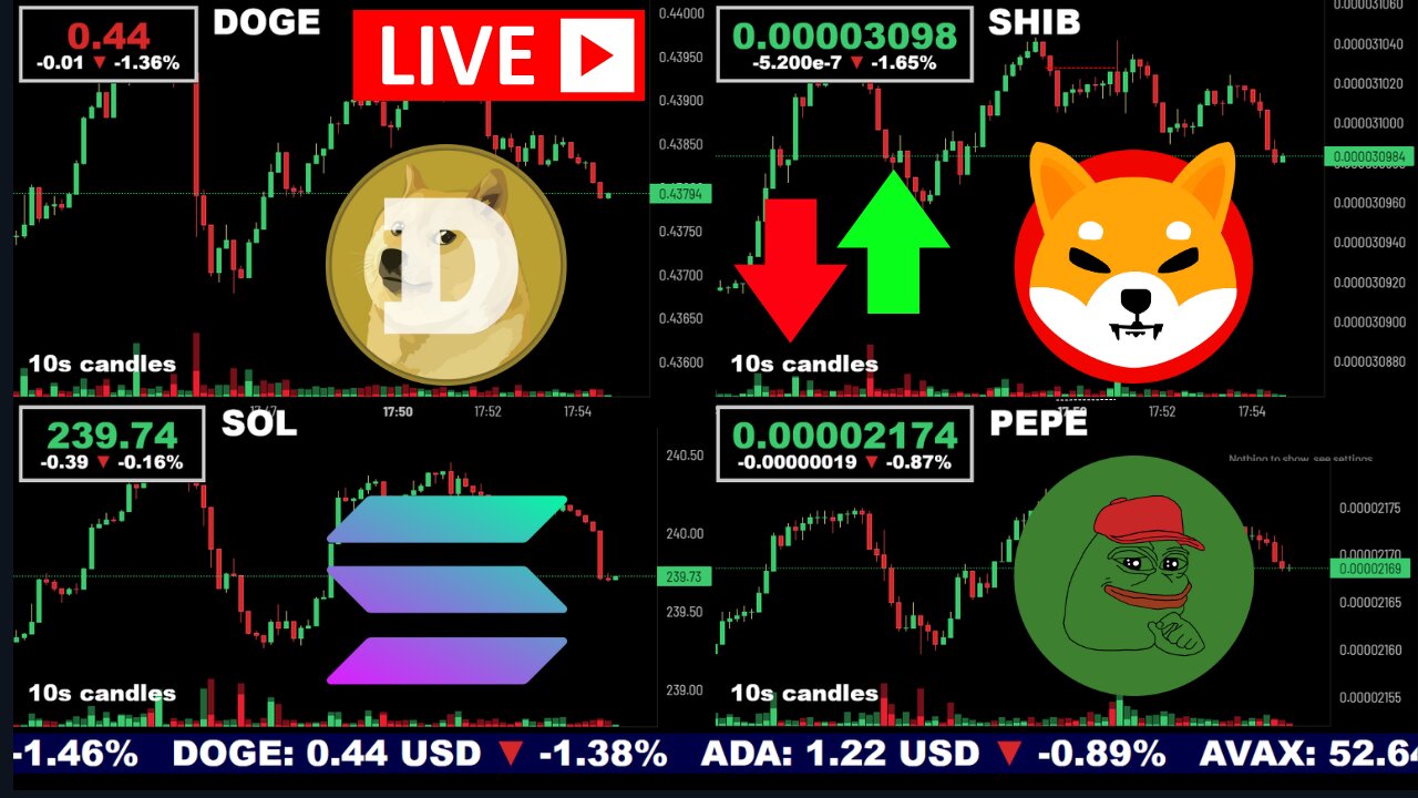 🟢 Dogecoin, Shiba Inu, Solana, and Pepe | LIVE Crypto Prices & Charts 24/7 🔴