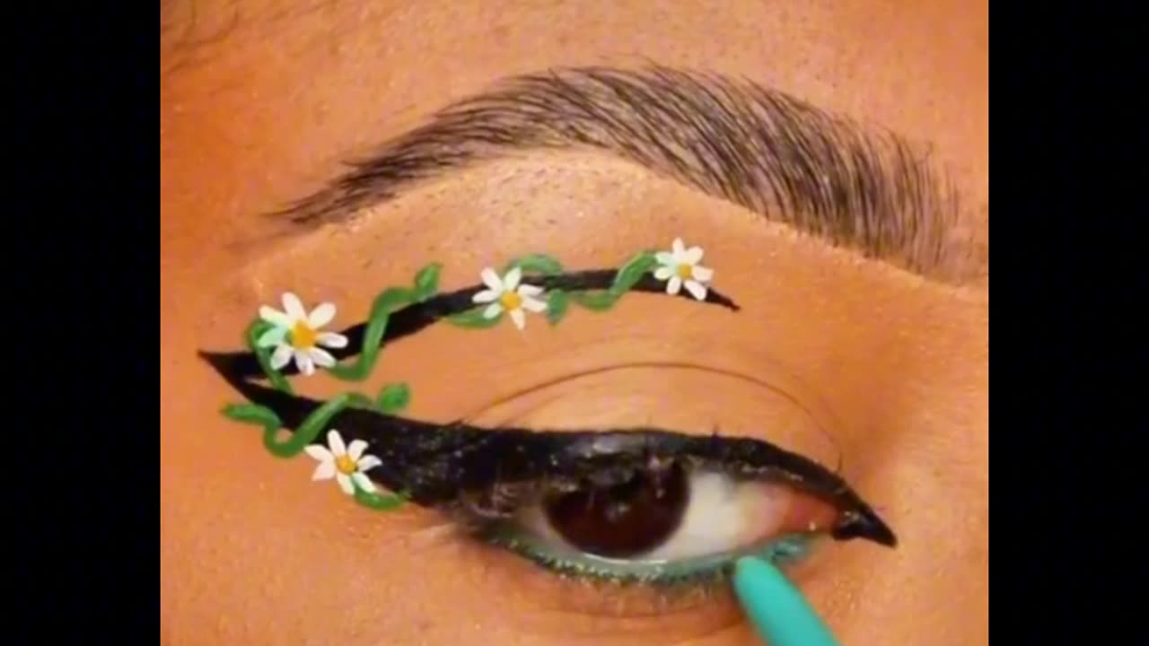 "Floral Eye Makeup: A Step-by-Step Guide to Drawing Flowers on Your Eyes"