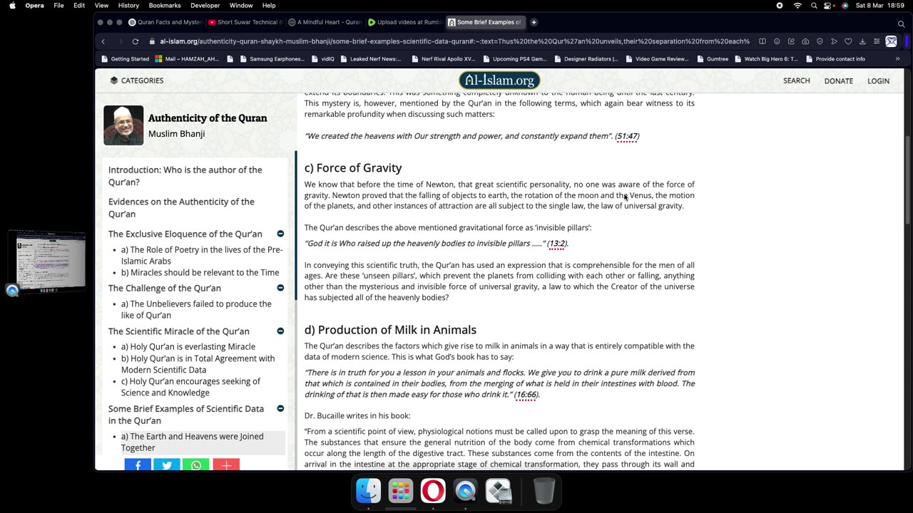 Some Brief Examples of Scientific Data in the Qur’an