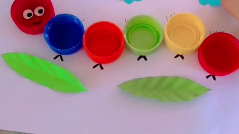 How to make Bottle Cap Caterpillar Craft