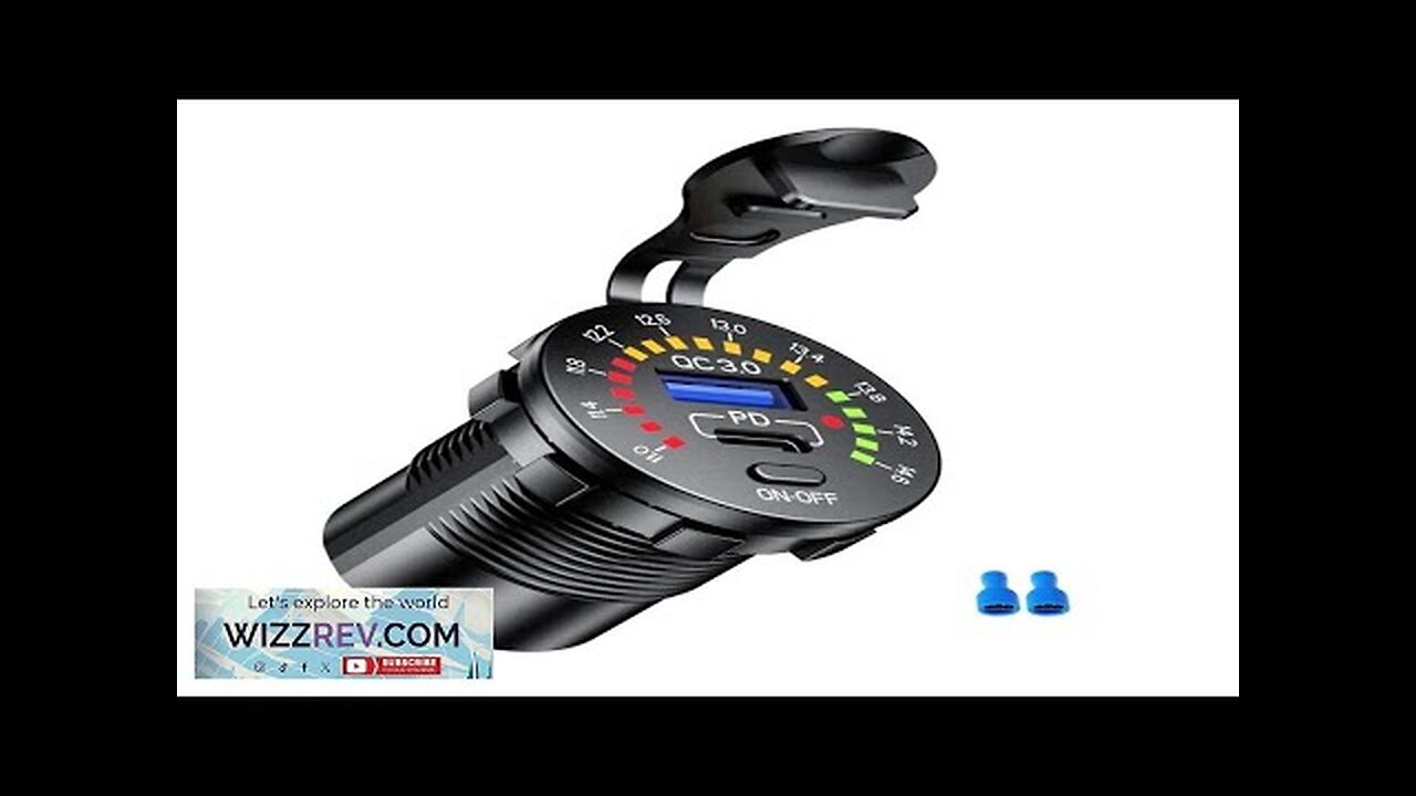 12-24V Dual USB Car Charger Socket PD+QC3.0 With Colorful Voltmeter ON/OFF Switch Review