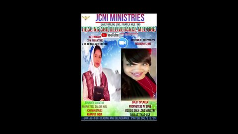 Join us on zoom meeting,for a mighty move of God, prayer and healing and deliverance 🙏🔥🔥